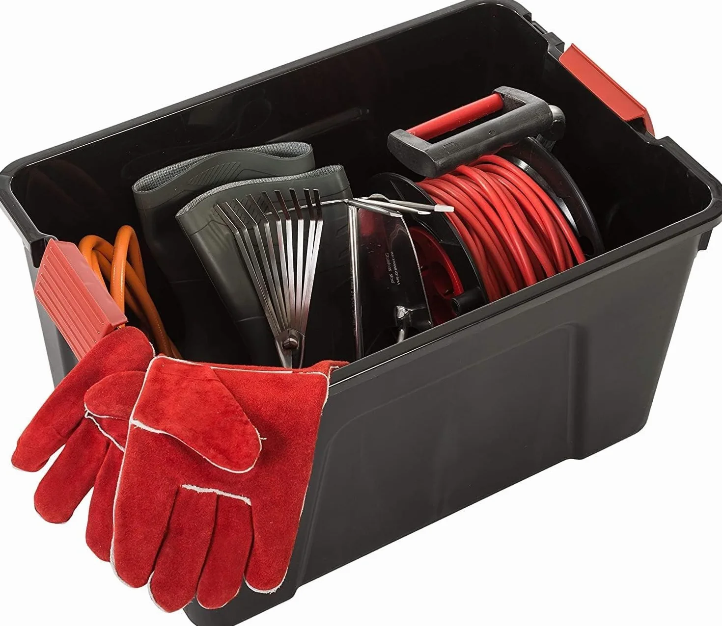 Iris Ohyama Malle Boîte de Rangement Plastique 60L Lot de 3 Empilable Roues Sans BPA SIA-60 Noir