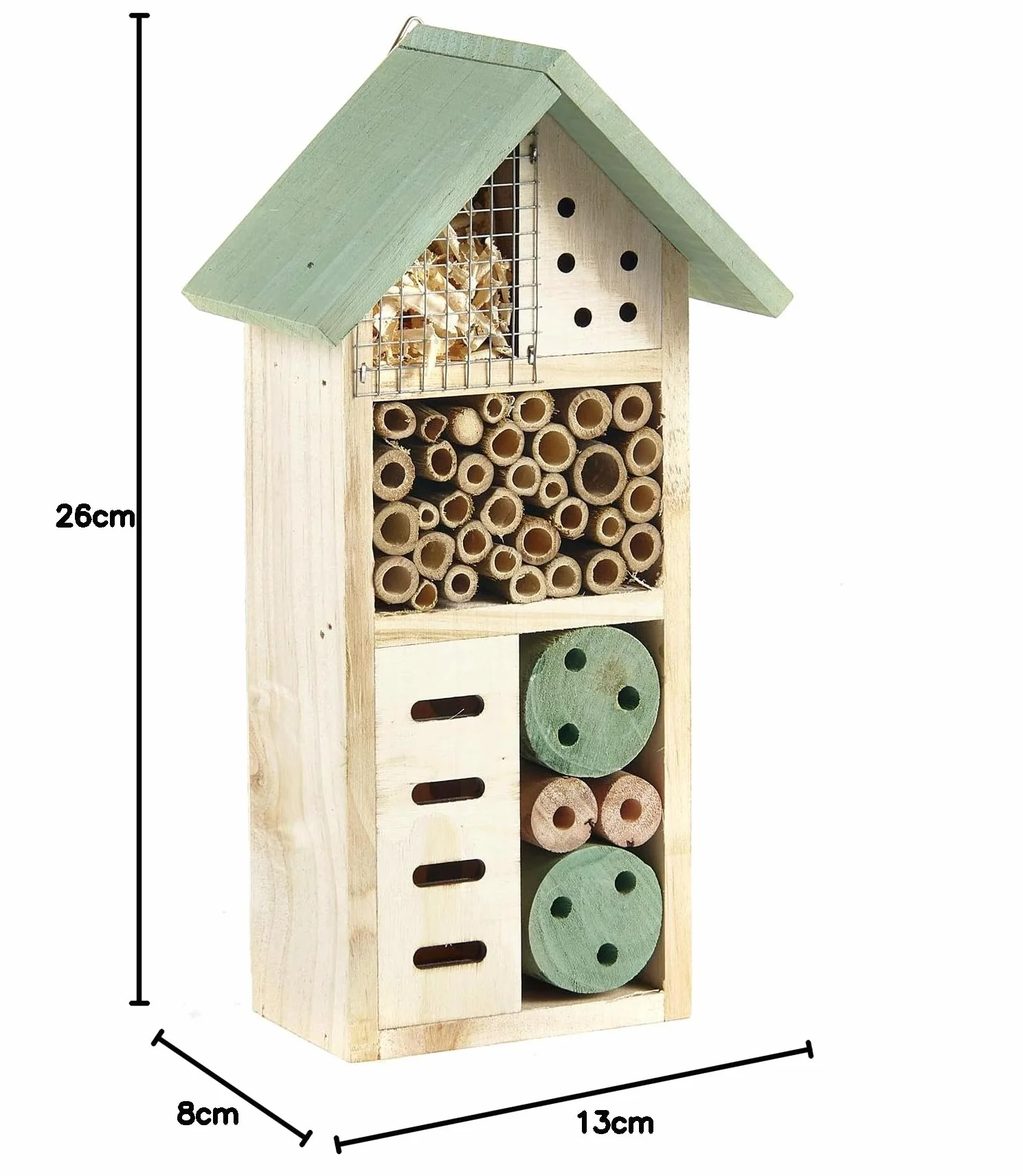 Maison en Bois Naturel pour Insectes et Abeilles 26 cm Beige