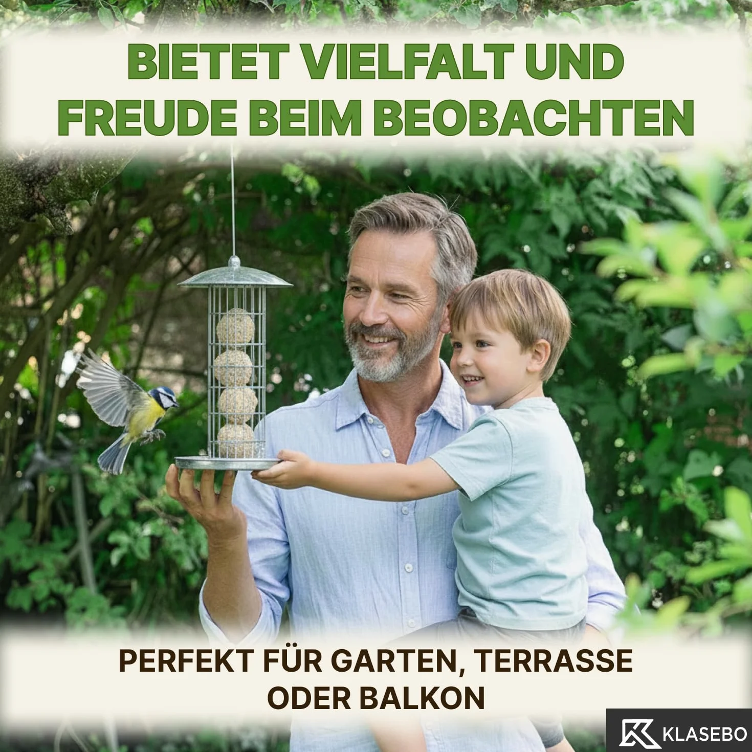 KLASEBO Boules de Graisse Oiseaux avec Insectes, Lot de 200 x 90 g, sans Filet, Nourriture Exterieur