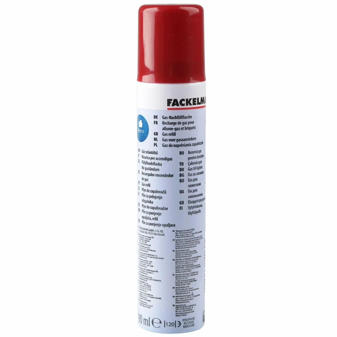 Fackelmann 14080 Lot de 2 Bidons Recharge gaz pour Allume gaz et Briquet, Recharge de gaz, Recharge pour Allume gaz, Gaz, 16,5 x 3,3 cm