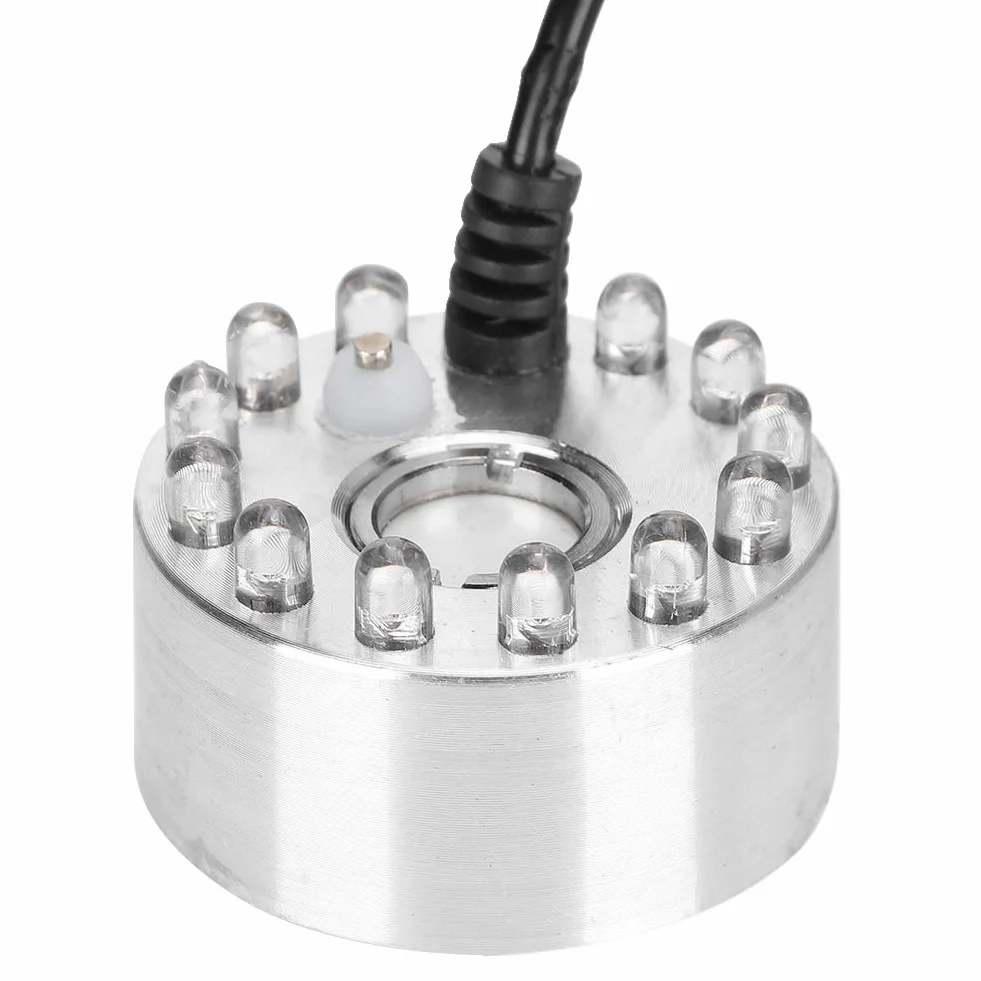 Brumisateur à Ultrasons, Mini Fontaine d'Eau avec 12 Lumières, Humidificateur pour Bassin et Étang 100-240V