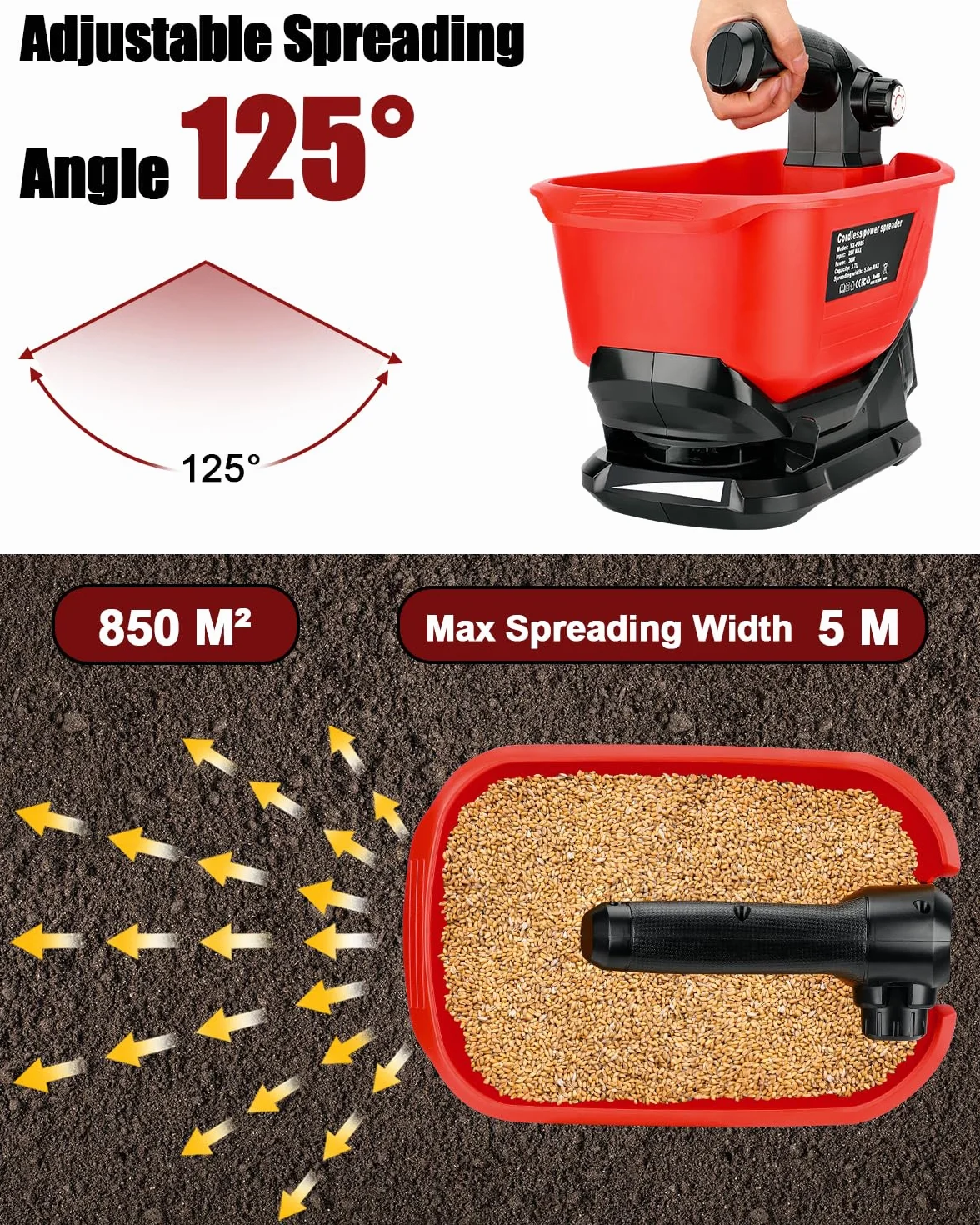 Épandeur sans Fil Milwaukee M18 18V pour Engrais et Fertilisant Pelouse Sel Dégivrant