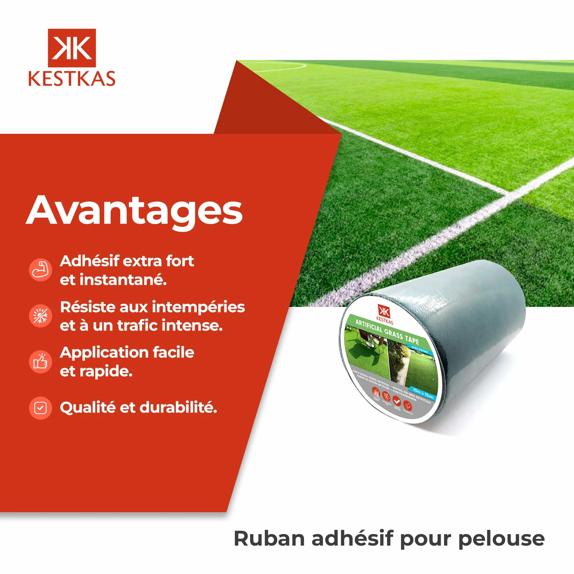 Bande de Jonction Gazon Synthétique 15cm x 10m (x2) Ruban de Jointure Extérieur