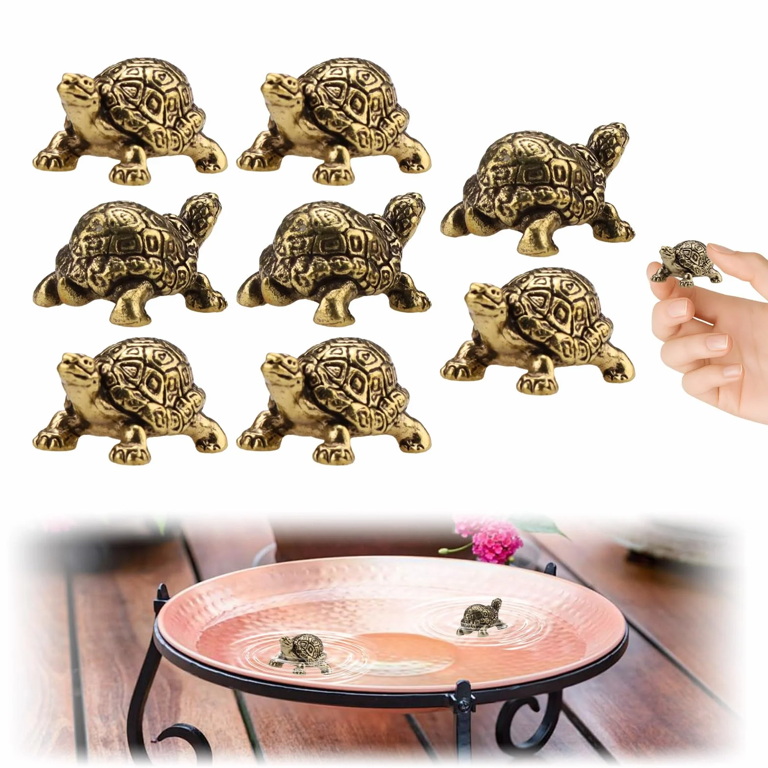 Lot de 8 mini disques en cuivre tortue en laiton pour bain d'oiseaux 22,7 g