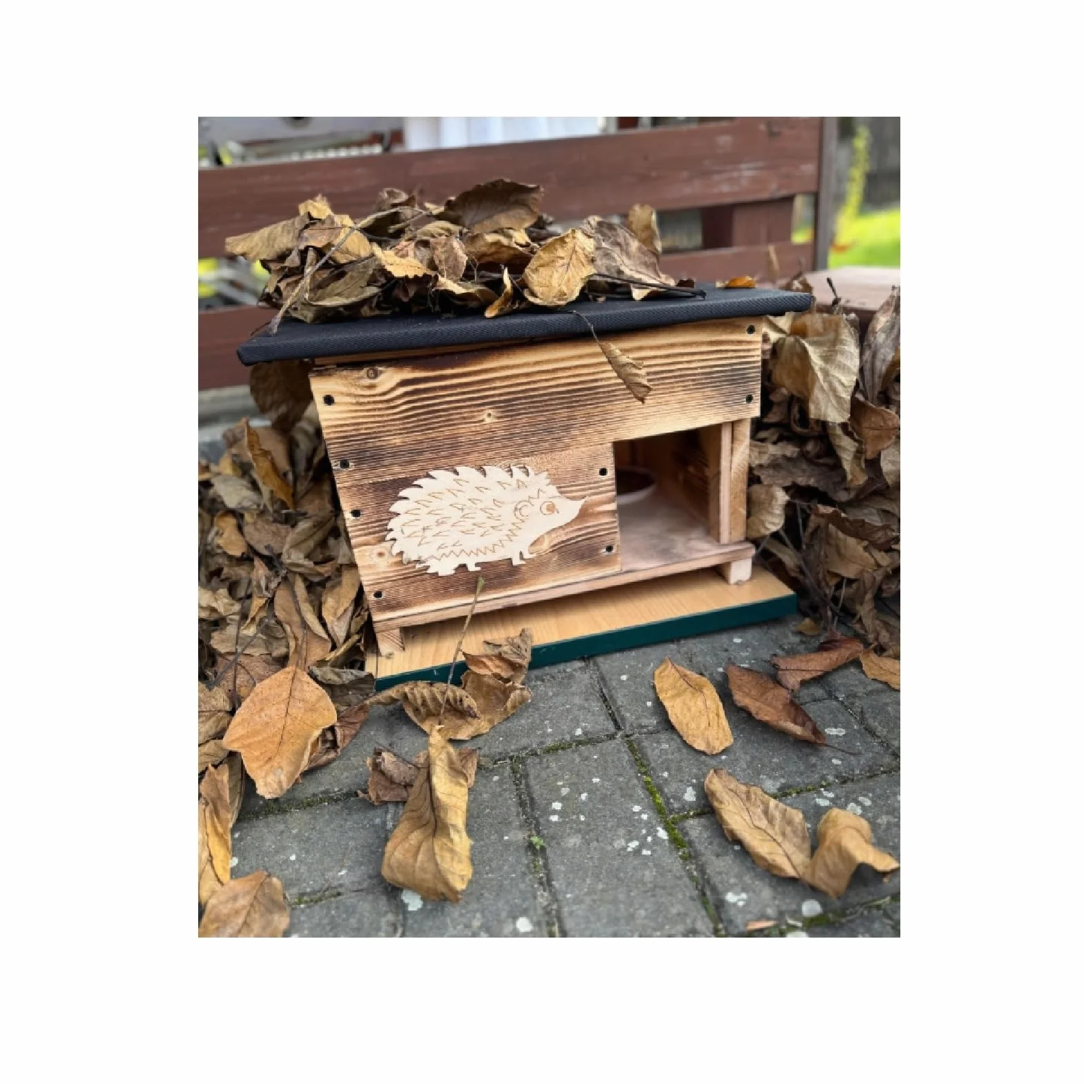 QLS Abri pour hérisson en bois 40 x 50 x 30 cm avec toit amovible résistant aux intempéries