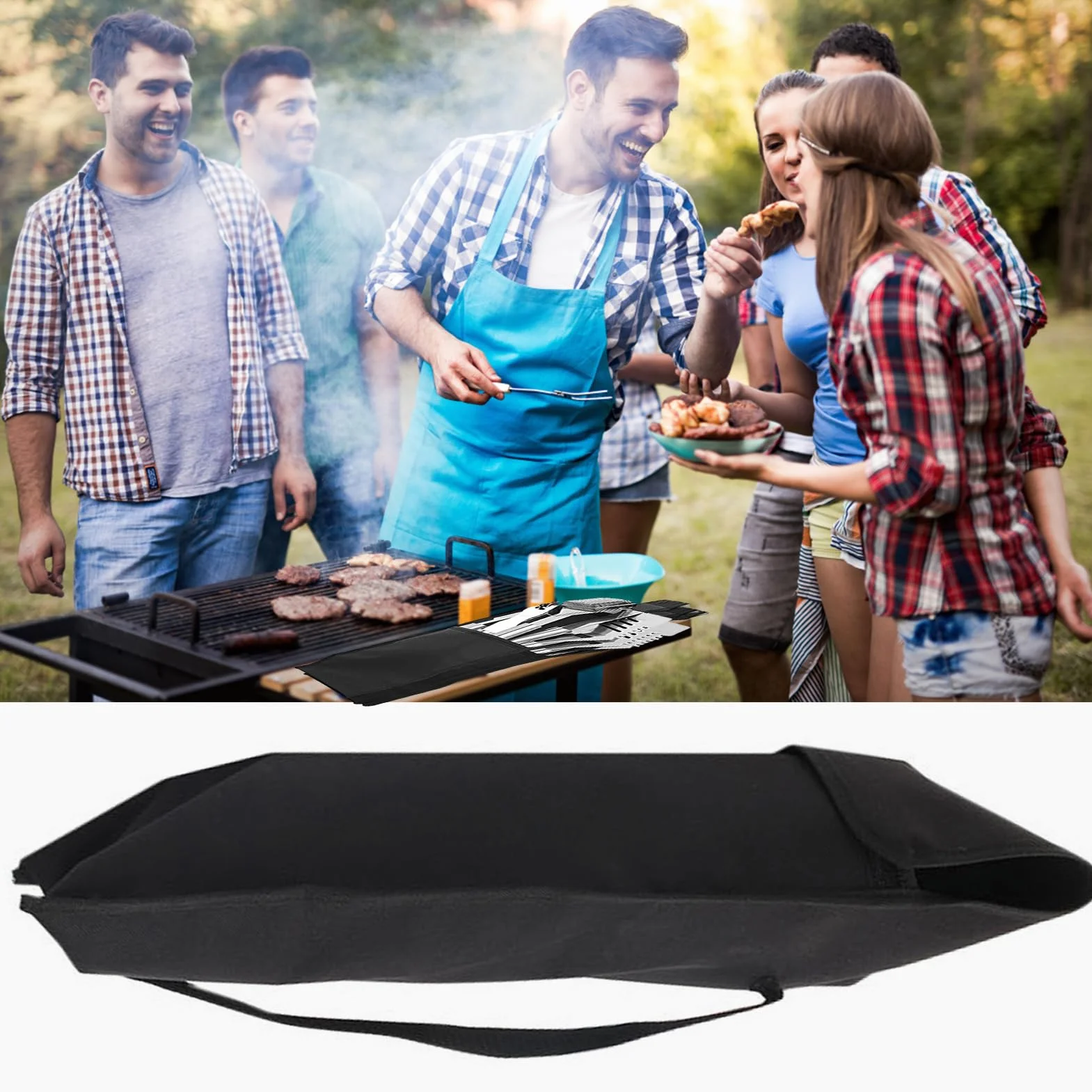 Étui de transport pour ustensiles de barbecue – Sac à outils de barbecue pliable, pochette de rangement de voyage | Matériau imperméable, intérieur multi-poches, support de matériel léger pour