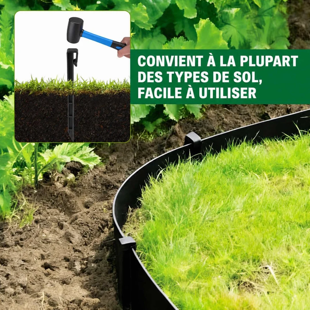 Lot de 30 piquets d'ancrage de Jardin,25 cm, en Plastique,Clous de Sol avec Crochets, pour Bordure de Paysage, piquets d'ancrage pour Bordure, terrasse, Planche, tentes de Jardin