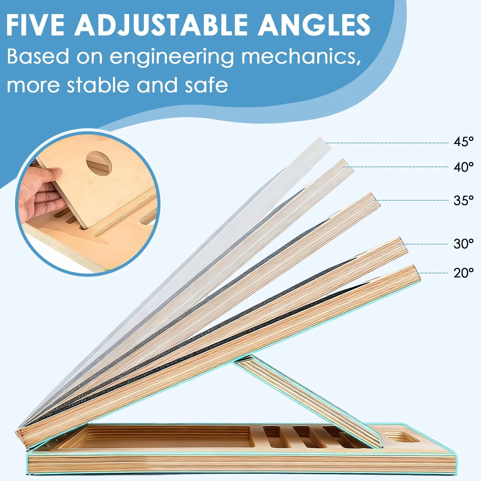 Planche Inclinable en Bois Réglable 5 Angles - Planche à Mollets Pliable pour Squats Étirements