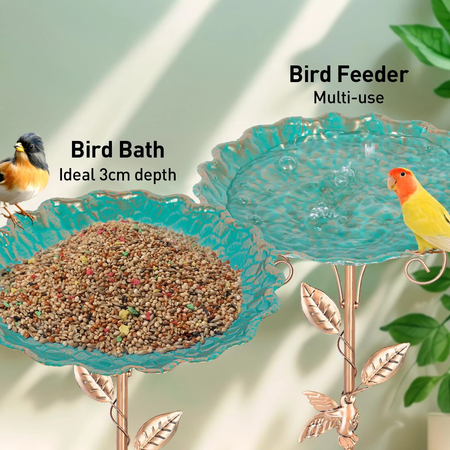 Todeco Bain d'oiseaux extérieur en fonte avec pied et pieu acier