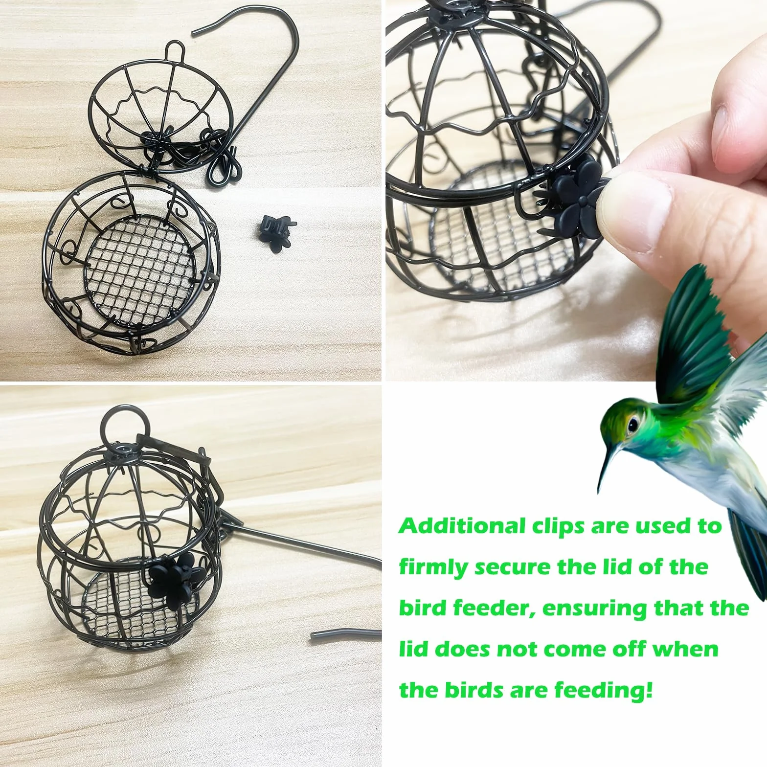 Mangeoire Oiseaux Extérieur Lot de 4, Bird Feeder Suspendue Crochets en Forme de S Métal