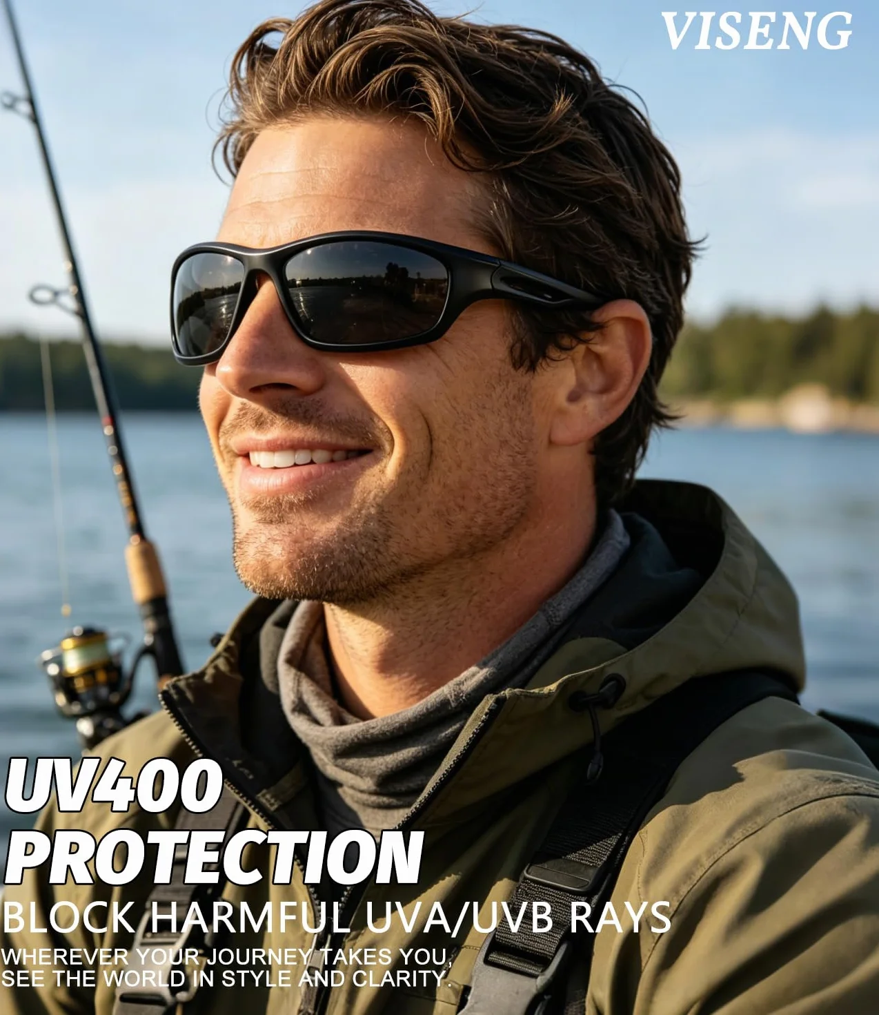 Viseng Lunettes de lecture de soleil bifocales sportives polarisées Protection UV400 pour cyclisme et extérieur Unisexe Homme Femme