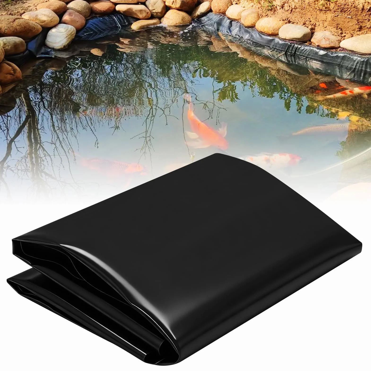 Bâche pour bassin HDPE 6x6m 0,5mm étanche résistante UV intempéries déchirures jardin poissons fontaine cascade