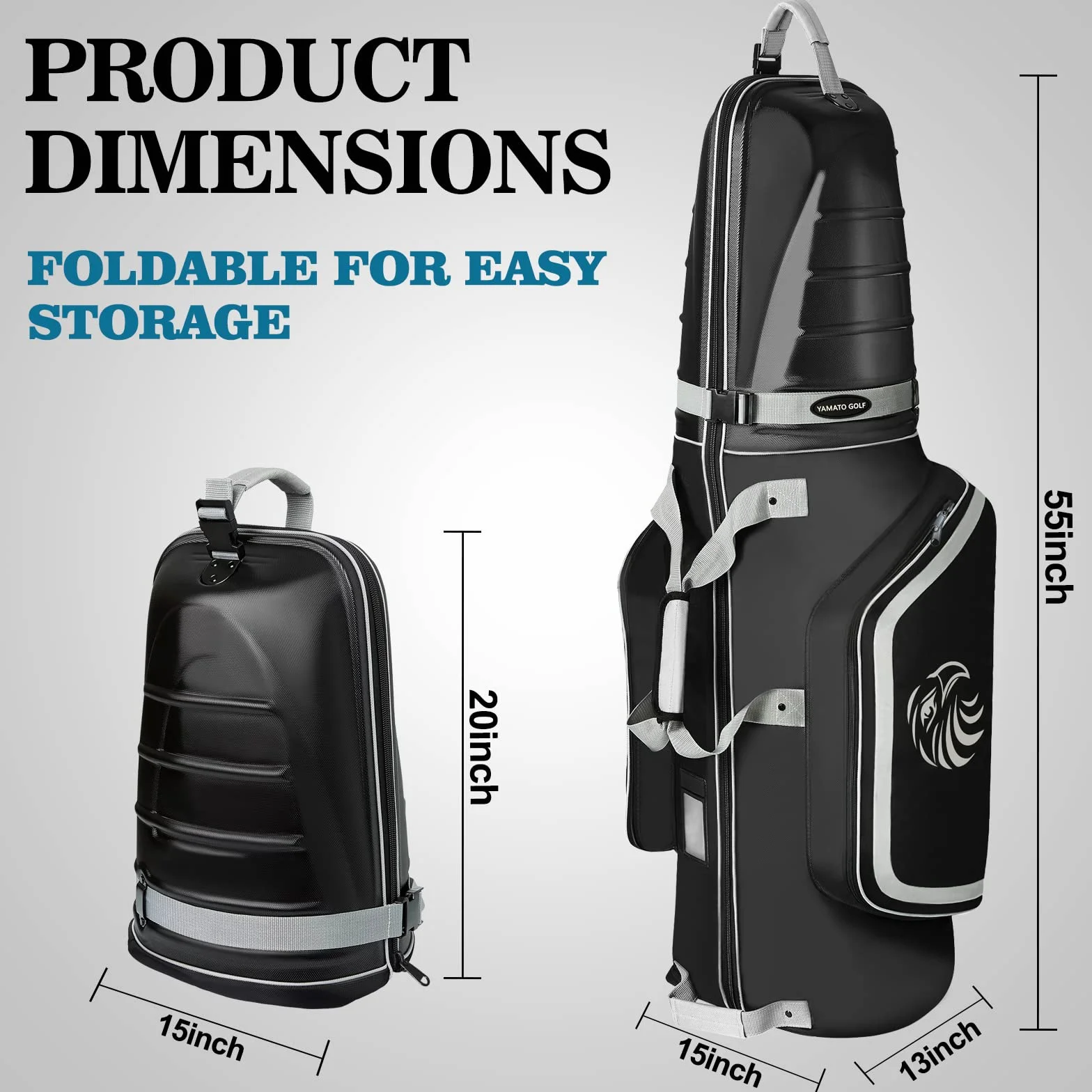 Yamato Sac de Voyage de Golf avec Coque Rigide ABS pour Clubs de Golf, Bagages pour compagnies aériennes avec Roues, Excellent Cadeau de Golf pour Golfeur