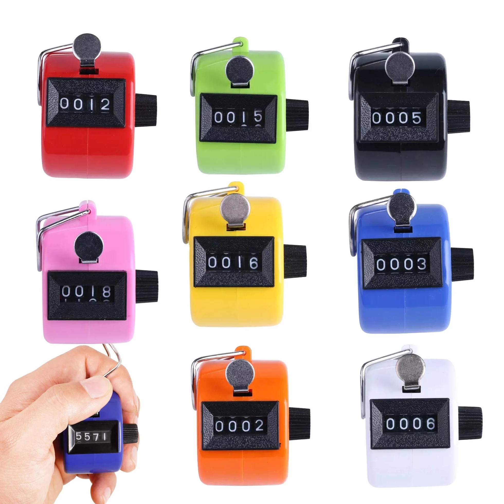 Compteur À Main Mécanique 4 Chiffres Clicker Assorti Couleur 8 Pièces