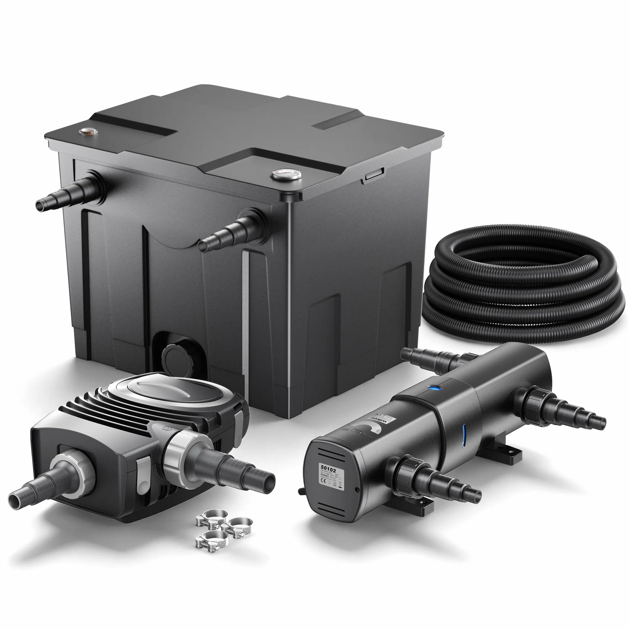SunSun CBF-350 Kit de filtration biologique pour bassin jusqu'à 12000L avec pompe NEO6000 6000L/h 40W et lampe UV CUV-236 36W