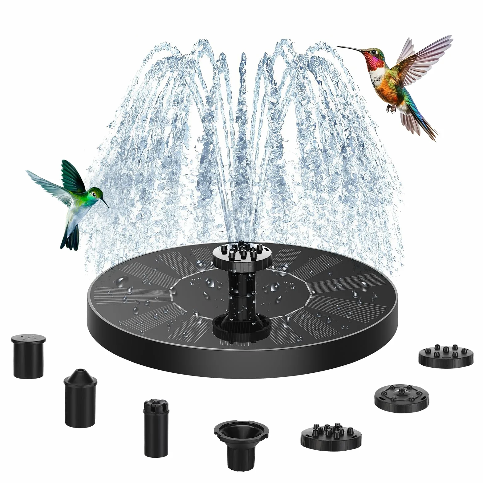 Fontaine Solaire pour extérieur, Pompe de Bassin Solaire, 6 Effets de pulvérisation, 1 W