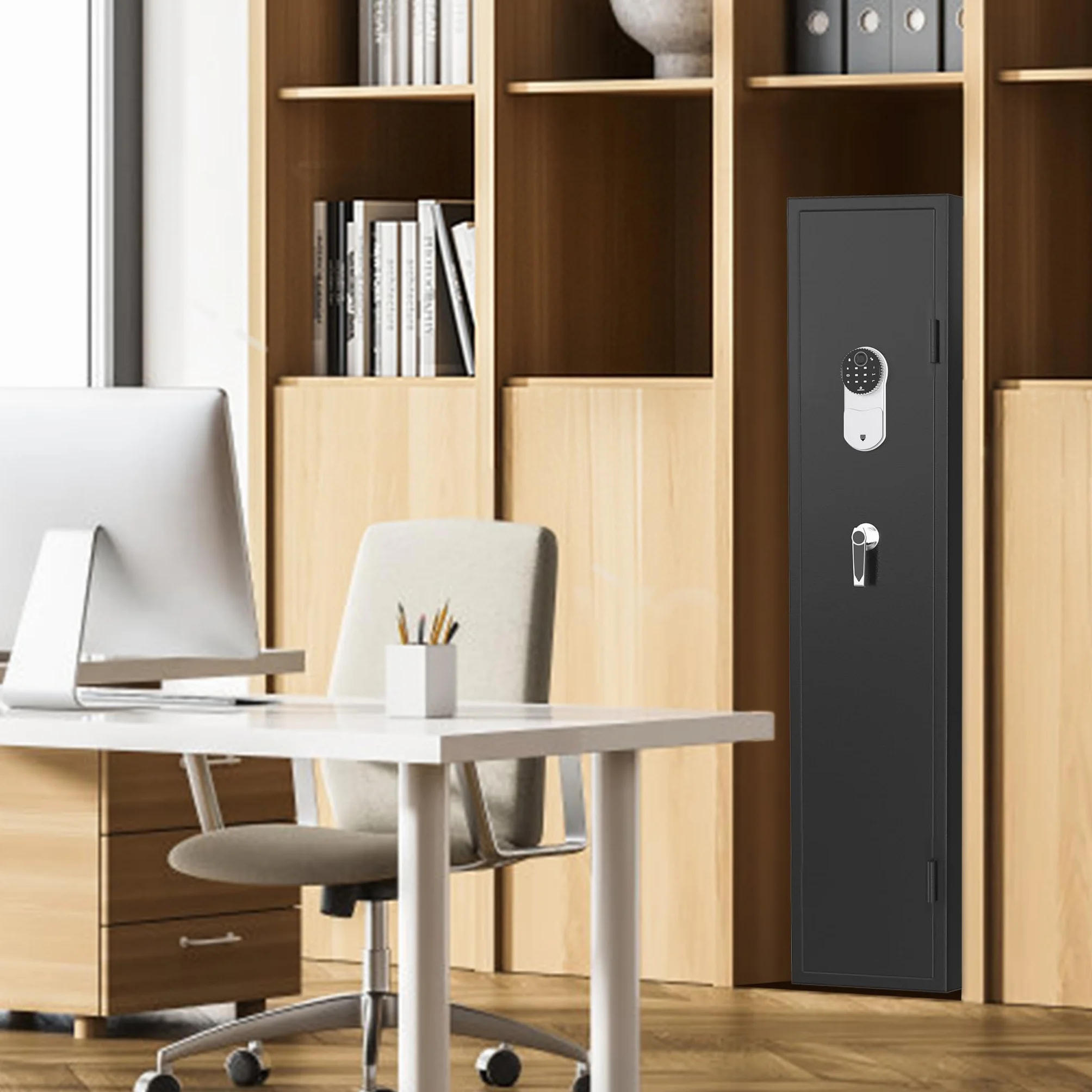 UISEBRT Armoire à armes pour 3 à 5 fusils - Armoire à munitions - Avec serrure électronique et empreintes digitales - Réglable - Pour armes longues, pistolets et munitions