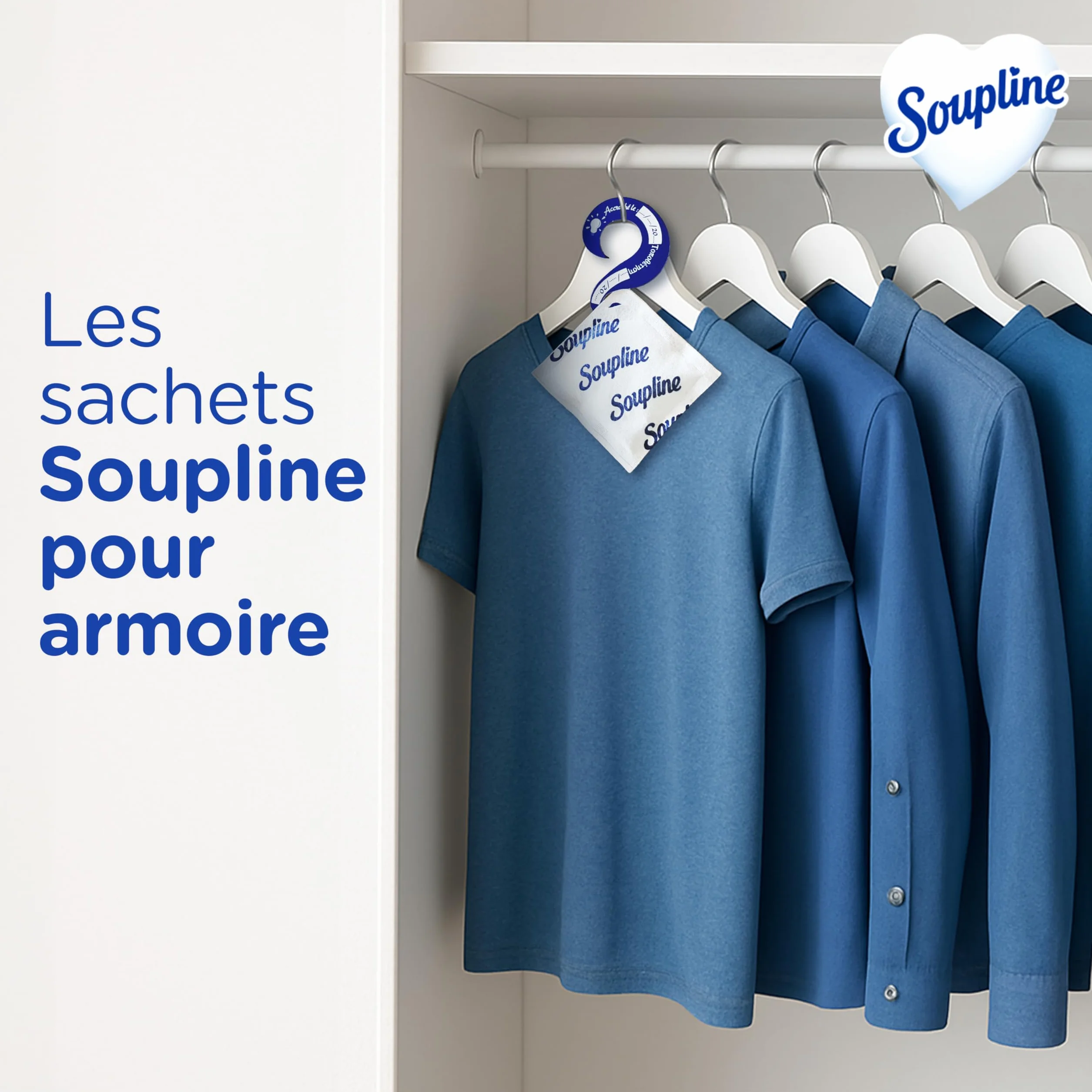 Soupline Sachets Armoire Rafraîchissants, Parfum Air Frais, 3 Sachets
