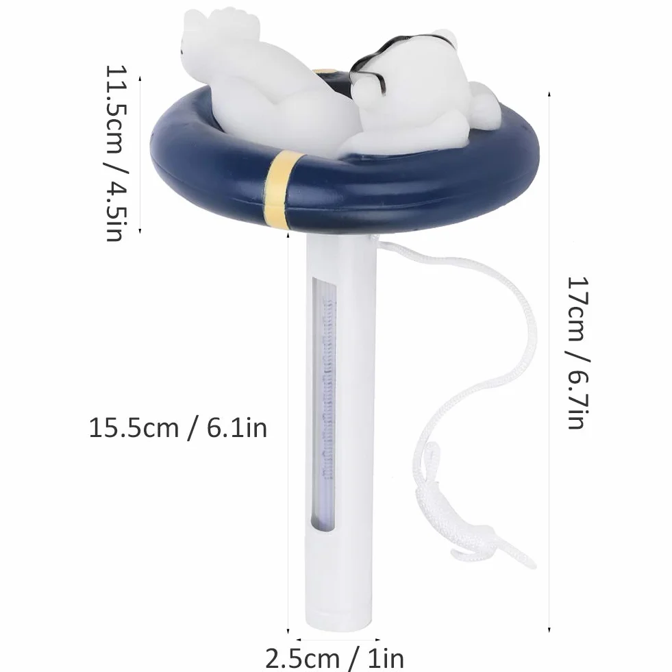 Thermomètre Flottant Ours Dessin Animé pour Piscine Baignoire Température Eau Plastique Incassable