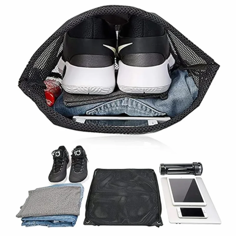 Grand Sac Filet en Nylon Sac de Plage en Maille Filet avec Cordon de Serrage Sac en Maille Sac à Dos en Maille pour Shopping, Natation, Fitness, Plage