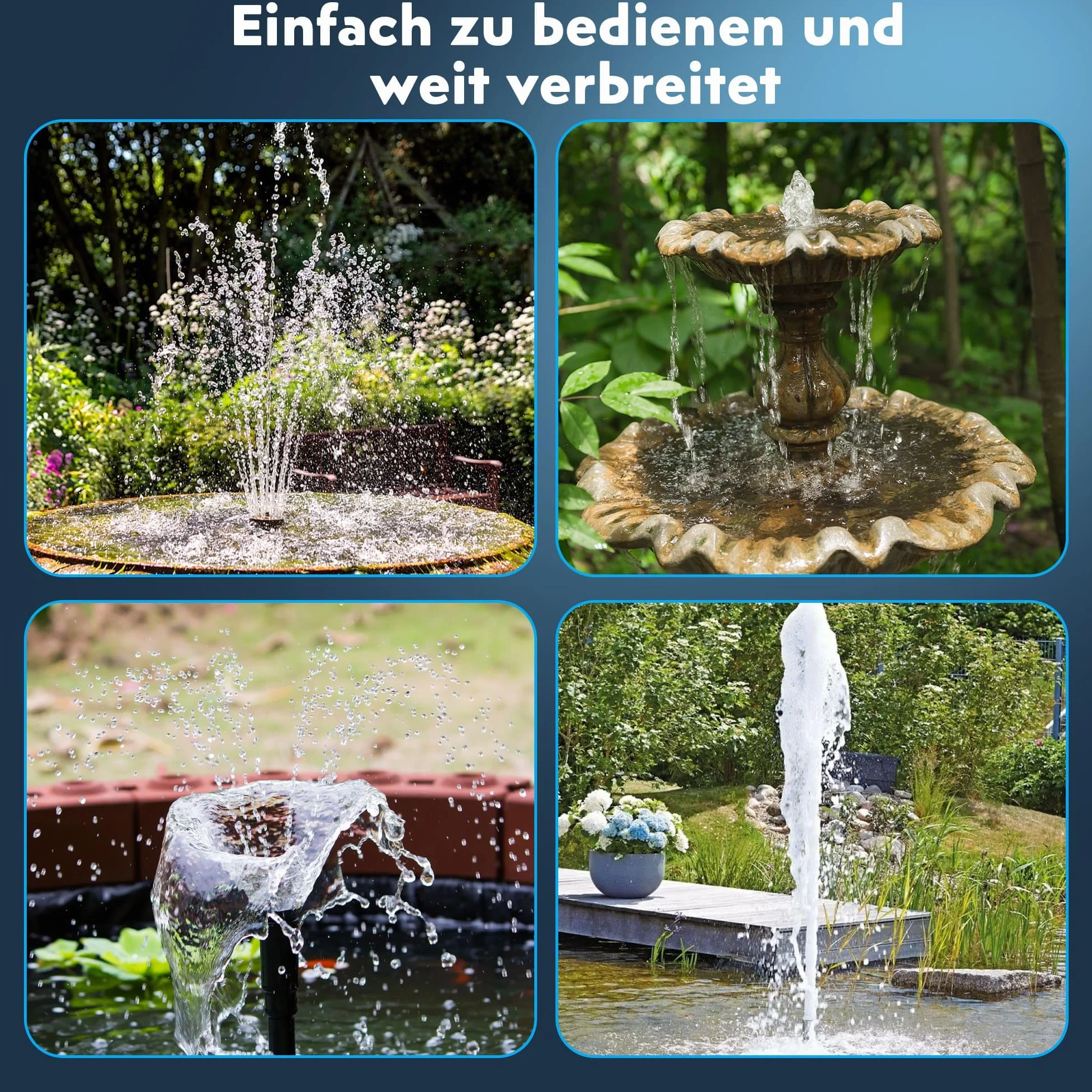 Biling 8W Filtre de Bassin Solaire avec Batterie, Pompe Silencieuse pour Eau Claire 500L, Fontaine de Jardin