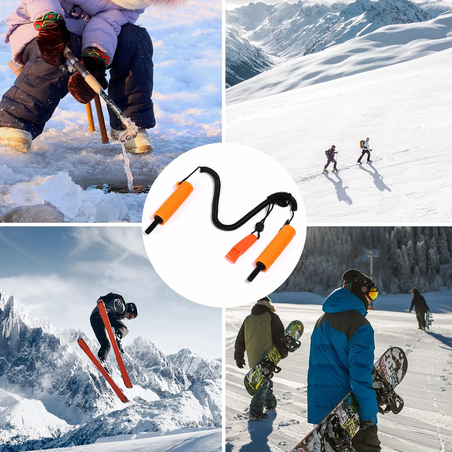 TOYMIS Pic à Glace, Pics à Glace un Pic à Glace Flexible Pic de Sécurité pour la Pêche au Riz Équipement d'Urgence Portable pour Patinage Luge Marchant Sur la Protection de la Glace
