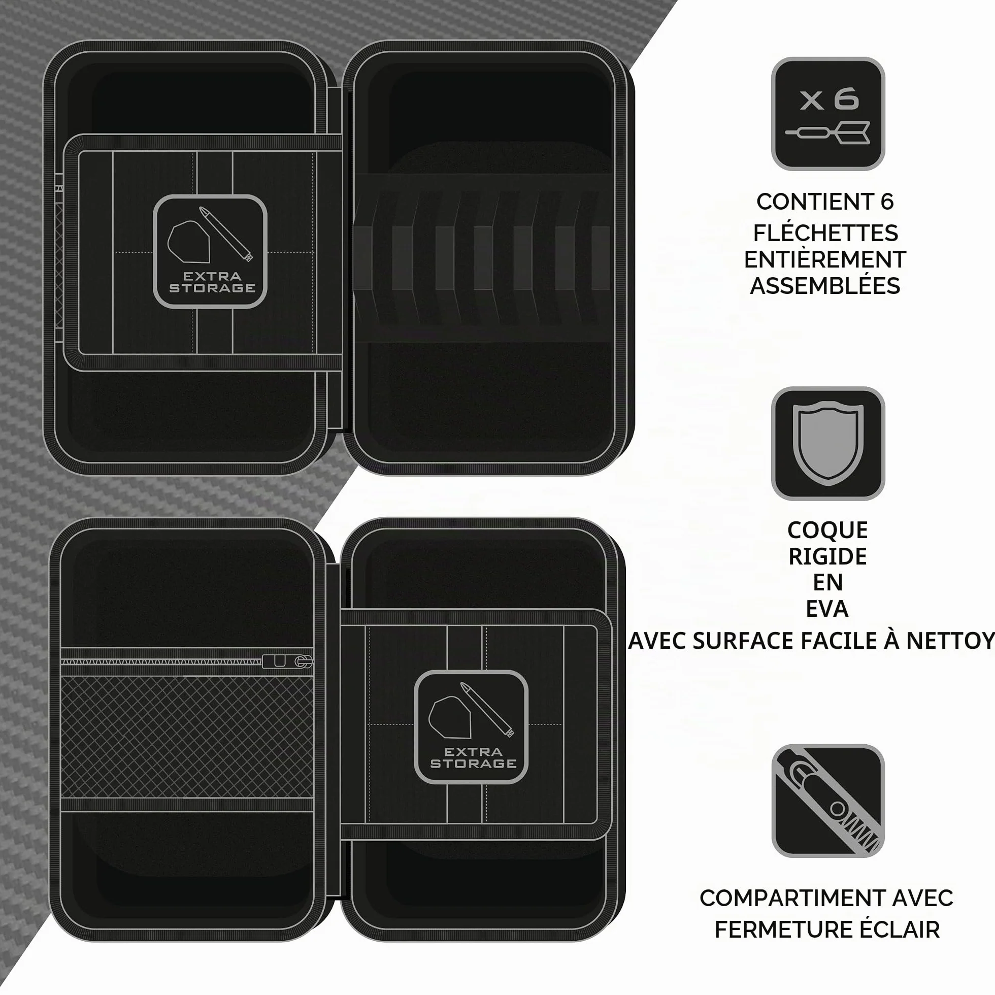 Harrows Étui de fléchettes Blaze Pro 6 – Support de fléchettes – Peut contenir 6 fléchettes entièrement assemblées – Matériau de Protection EVA – Accessoires de fléchettes Professionnels – Peut