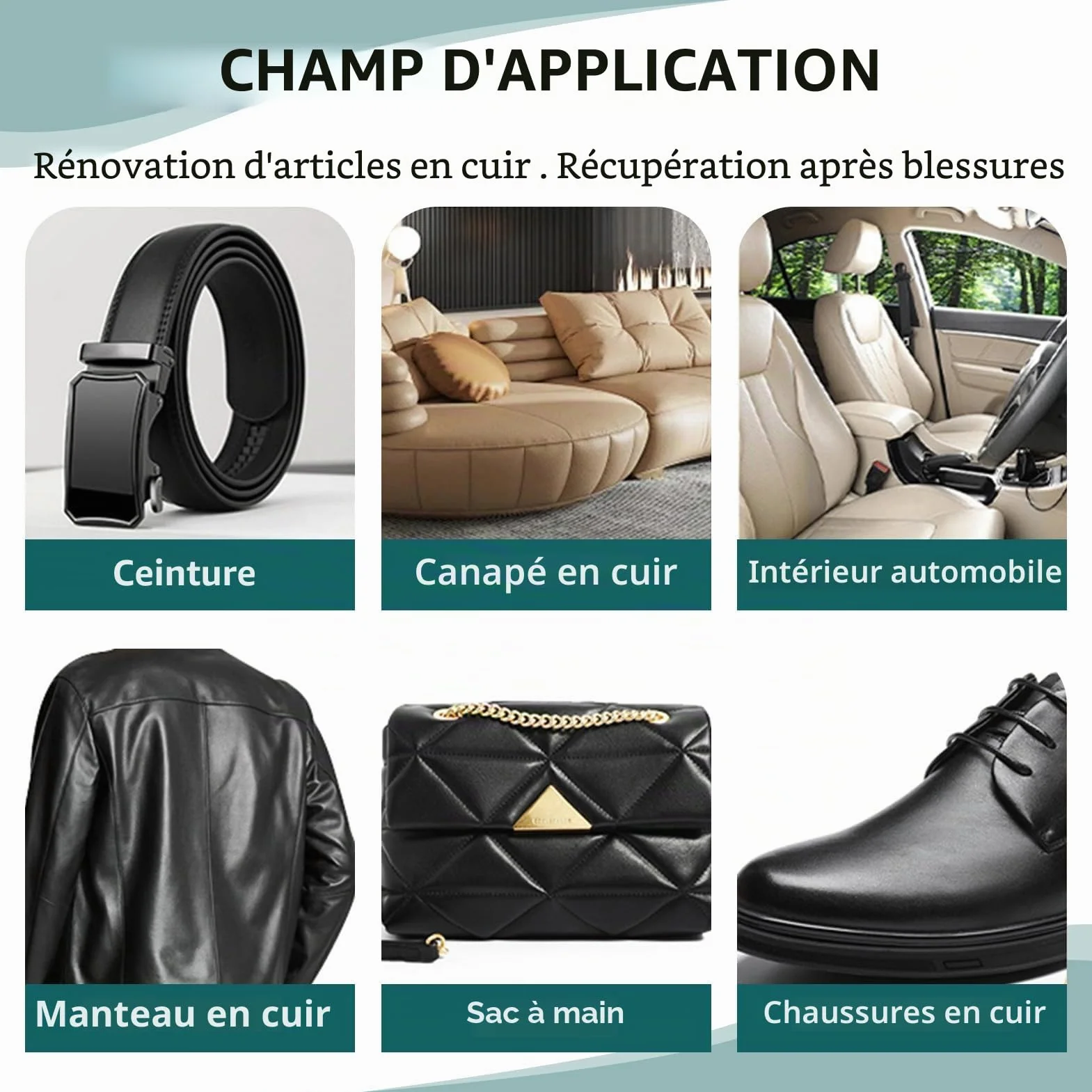Kit Réparation Cuir Noir 50ml, Teinture Cuir Noir pour Canapé et Siège Auto, Crème Réparatrice Cuir Sofa/Veste Moto, Flüssigleder Schwarz, Produit Rénovation Cuir Noir