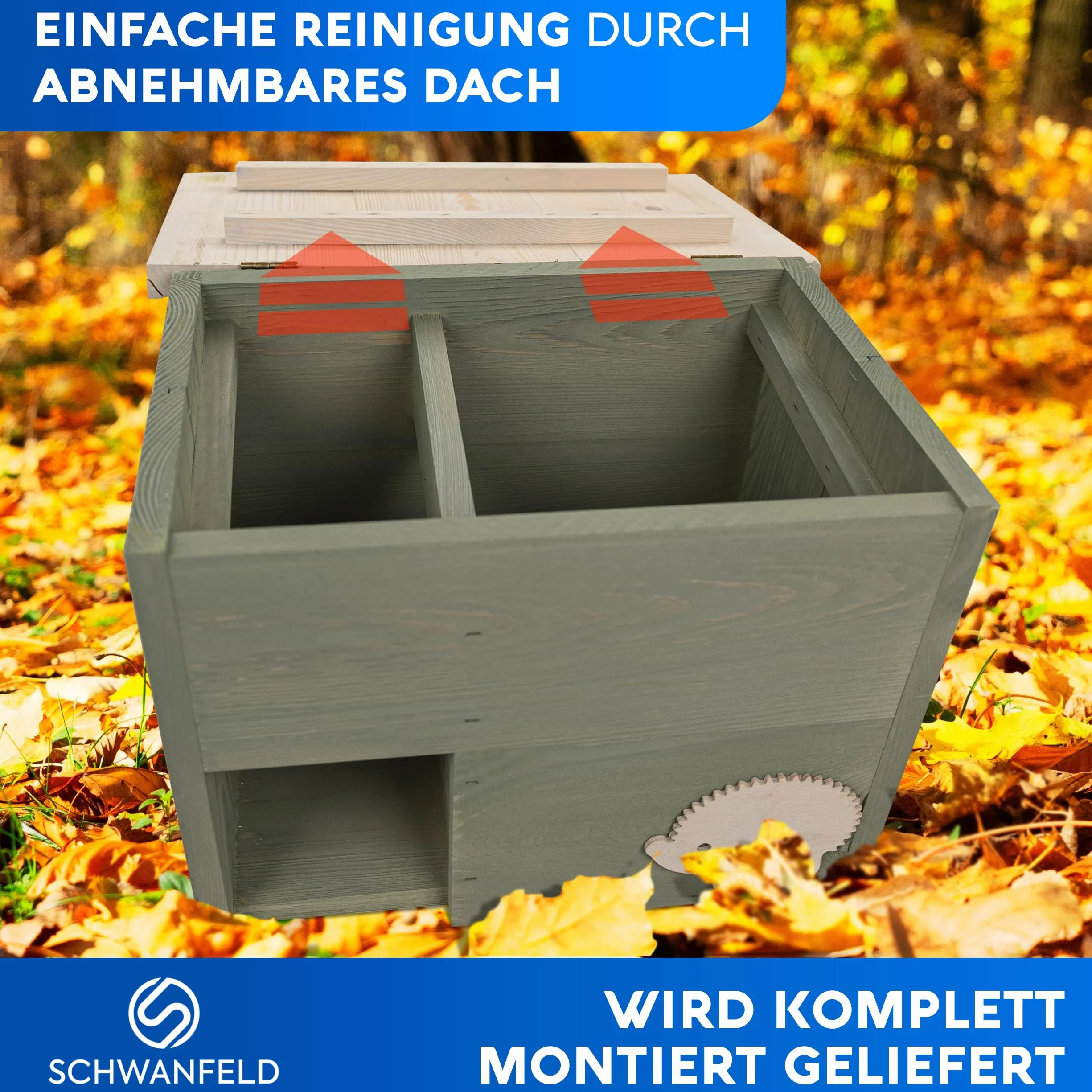 SCHWANFELD® Niche pour hérisson résistante à l'hiver avec fond et entrée labyrinthe