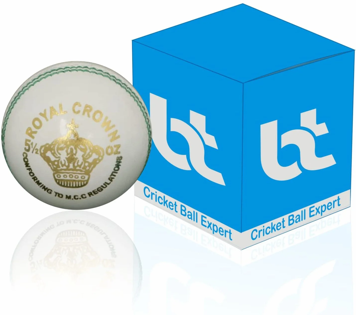 BT Balle de cricket blanche – Lot de 1 balle de cricket en cuir véritable pour le cricket et la pratique de jour ou de nuit | Balle de cricket adaptée aux chauves-souris | 156 g