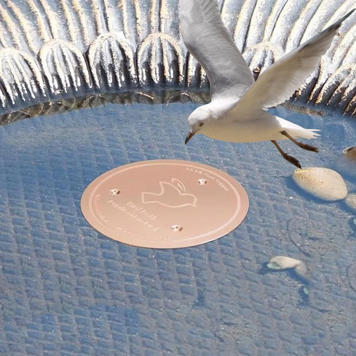 EHOTER Disque en Cuivre pour Bain d'oiseaux, Pur 99,99%, Conception Stable 3 Points (2PCS)