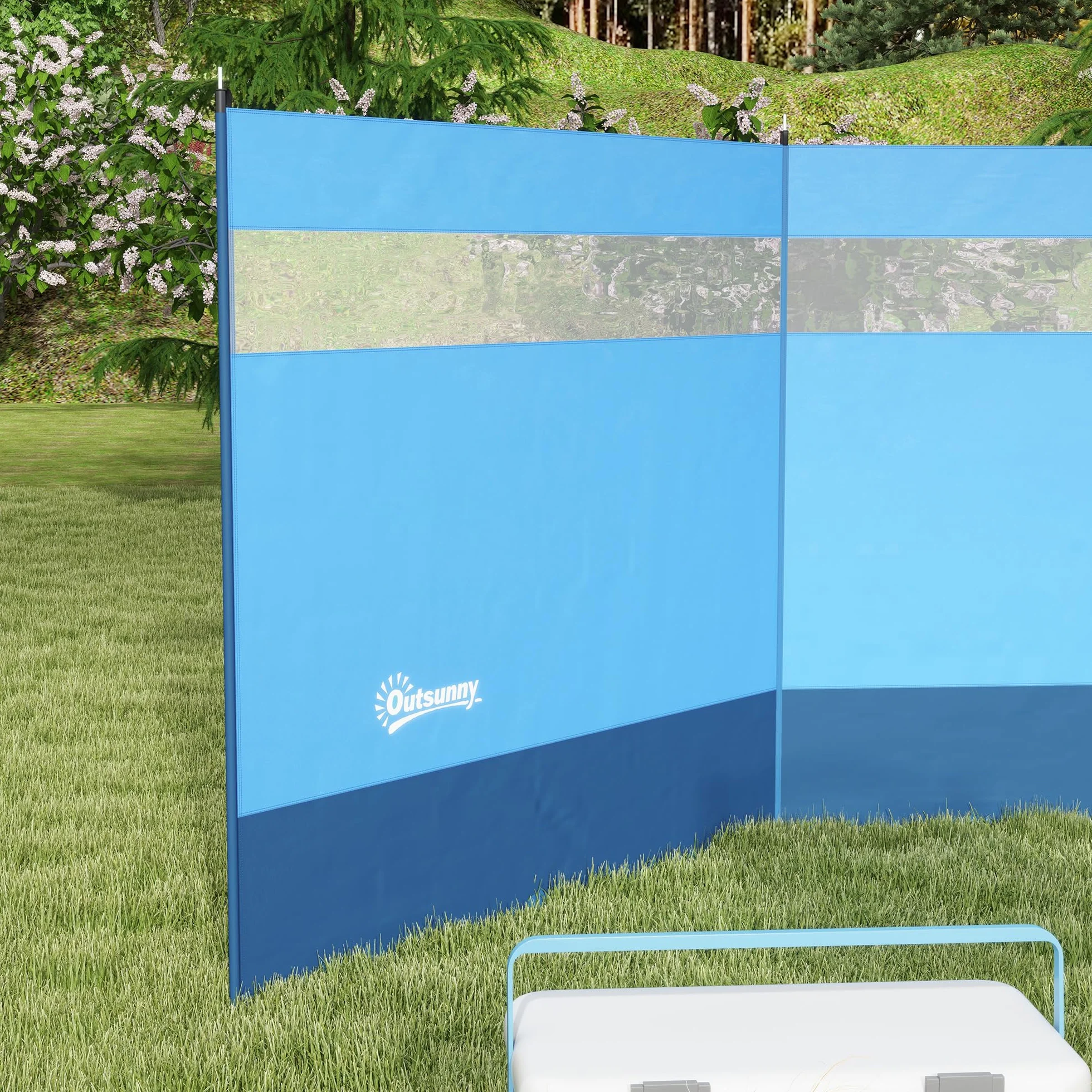 Outsunny Paravent de Camping Brise-Vent de Camping Portable Pliable avec Sac de Transport et poteaux en Acier