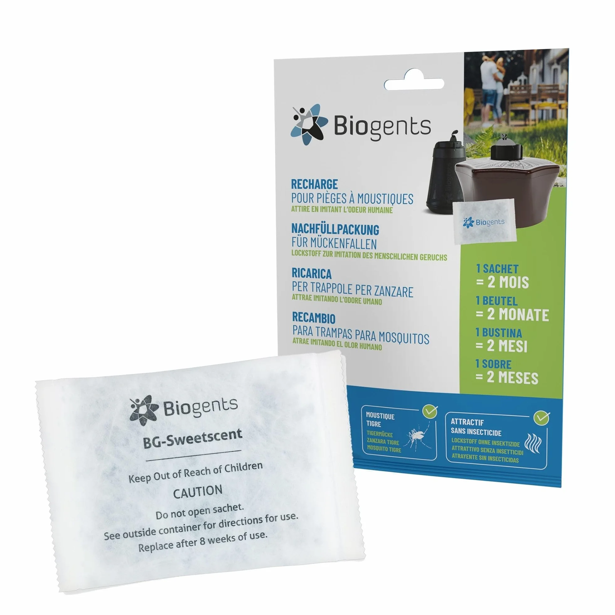 BIOGENTS BG-MOSQUITAIRE Anti-Moustiques Extérieur Piège Recharge 6 Mois Pack Saison BG-SWEETSCENTX3