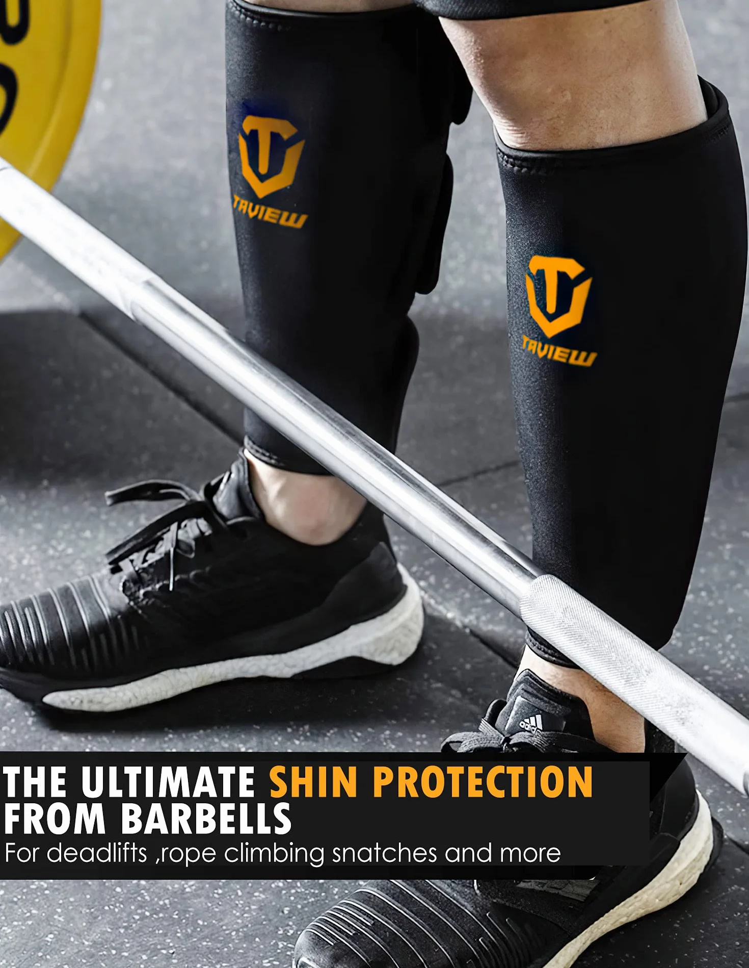 TAVIEW Protège-tibias pour haltérophilie - En néoprène de 5 mm d'épaisseur - Pour soulever les tibias, pantalons et collants d'entraînement - Protection ultime du tibia