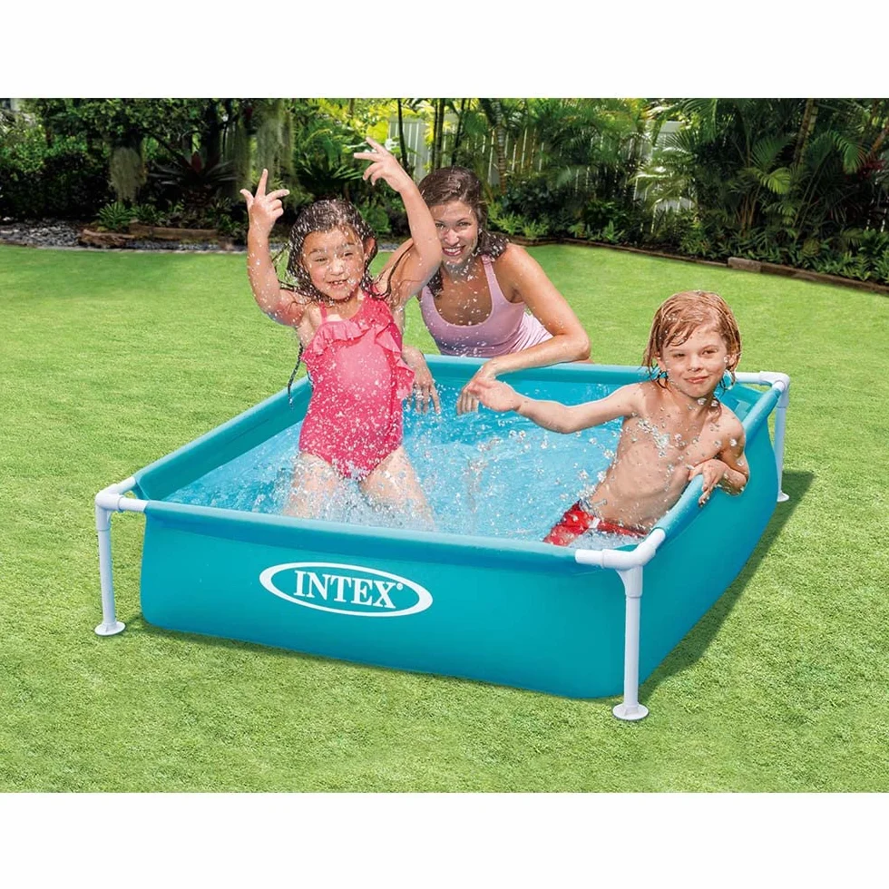 Intex Piscinette Metal Acidulée Carrée Turquoise