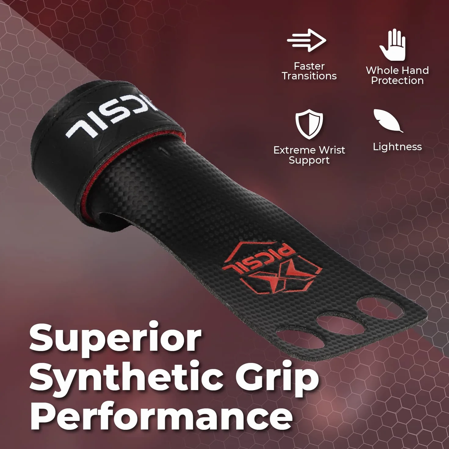 PICSIL Maniques RX Grip en Fibre de Carbone avec Magnésie 3 Trous Orange S pour Cross Training Gymnastique