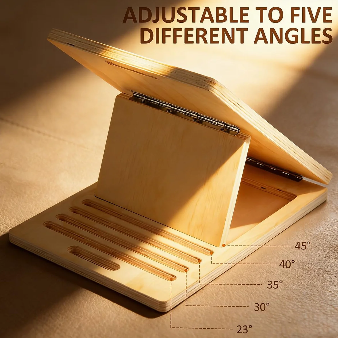 Planche Inclinée en Bois avec 5 Angles, Antidérapante, Pliable avec Poignée pour Exercice
