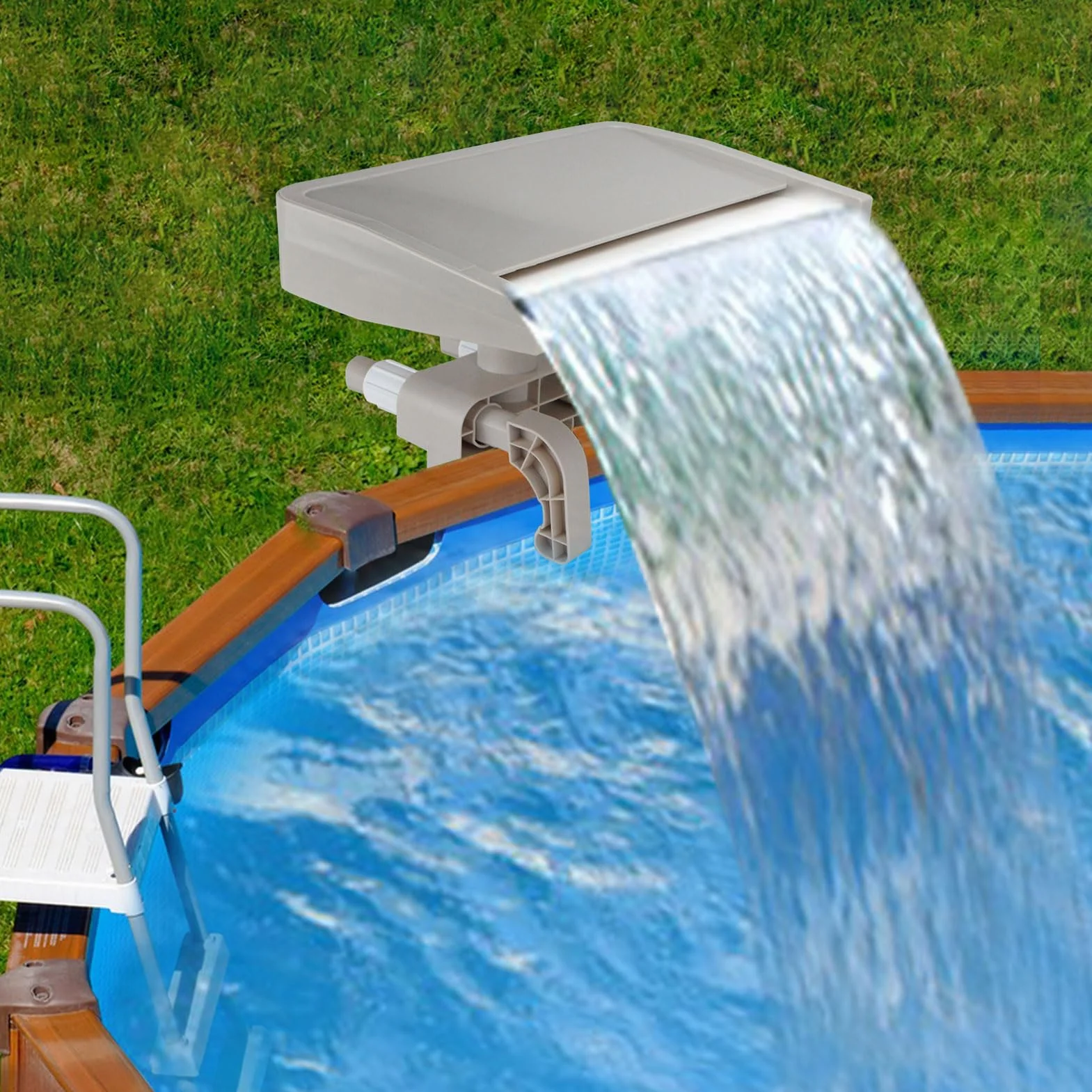 Cascade de Piscine Hors Sol Fontaine Détachable en PVC Effet Relaxant