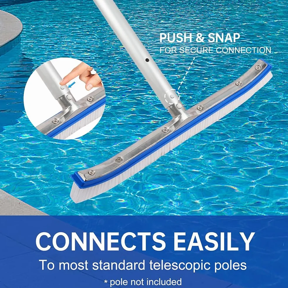 Brosse Piscine avec Manche 180cm, Balai Piscine Brosse 45cm, Kit Nettoyage Piscine