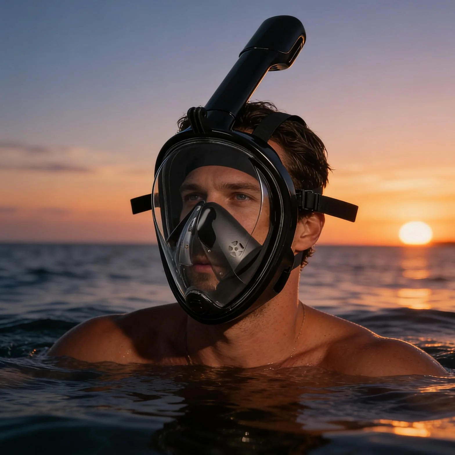 Masque de Plongée Intégral Anti-Buée Vue Panoramique 180° avec Support Caméra