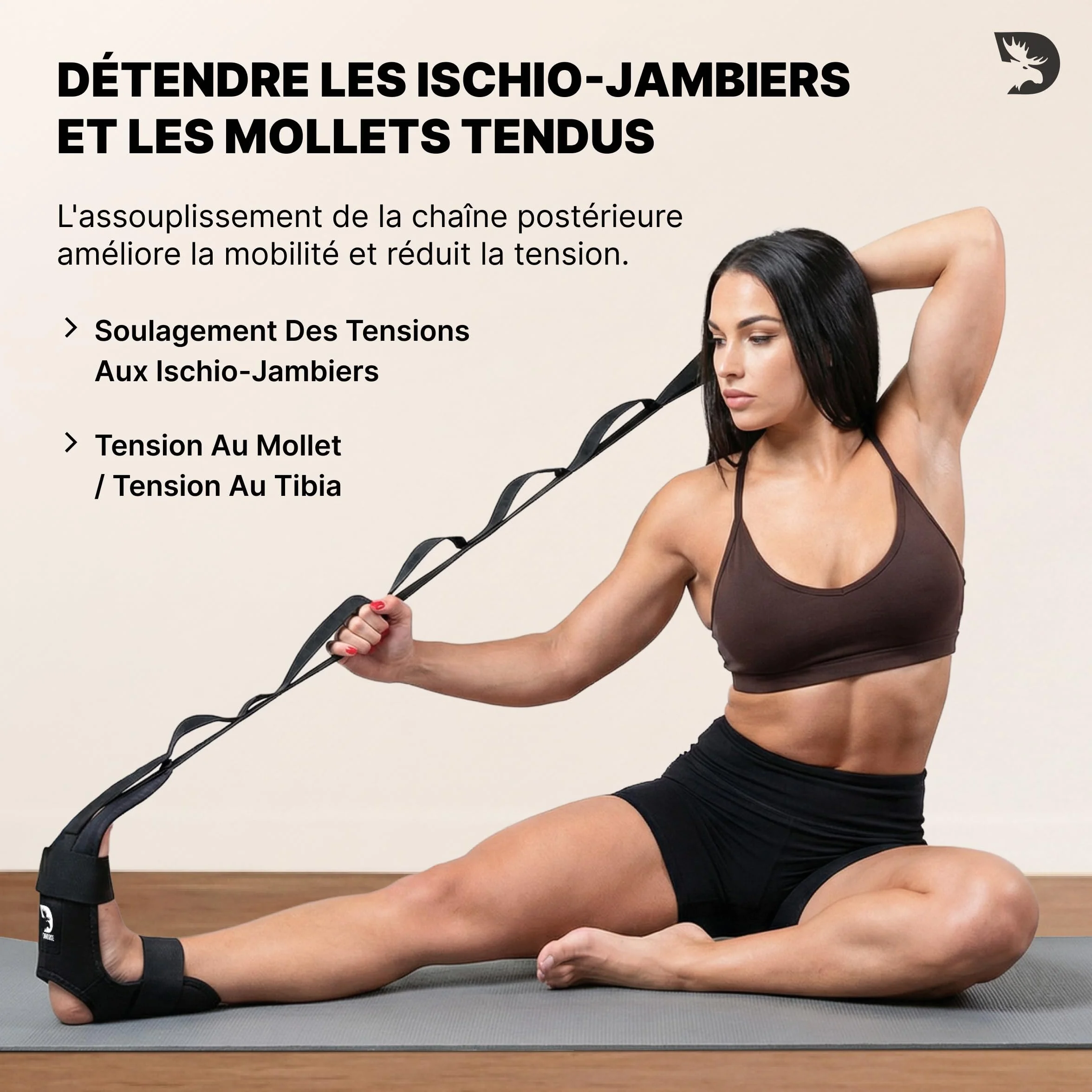 DMoose Étireur de Fascia de Yoga avec Sangle de Yoga - Étirement du Fascia, Mollet et du Pied pour Fasciite Plantaire, Tension Musculaire, Blessure de la Cheville - Bande d'Entraînement Muscles Jambes