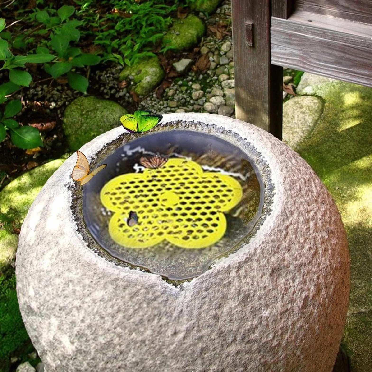 Île d'abeille Flottante - Station d'eau d'abeille pour Jardin, Décor de Gaspillage d'Hydratation en Forme de Fleur