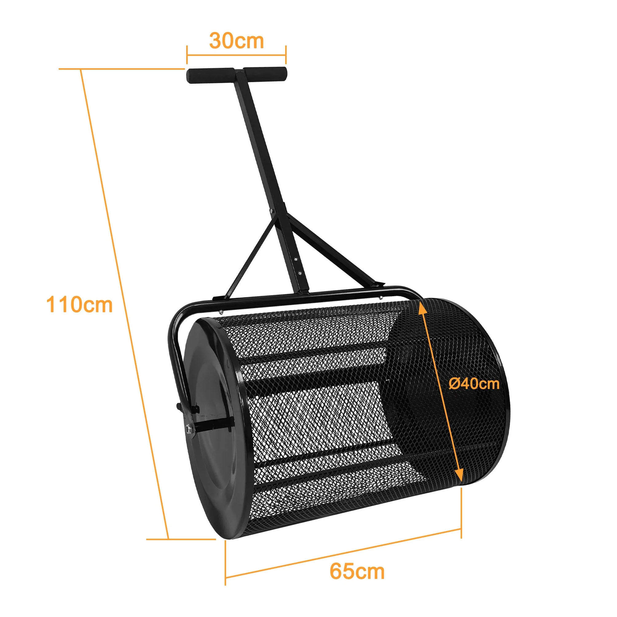 Épandeur de compost NAIZY 40x65x110 cm 81 l acier pour gazon engrais semences