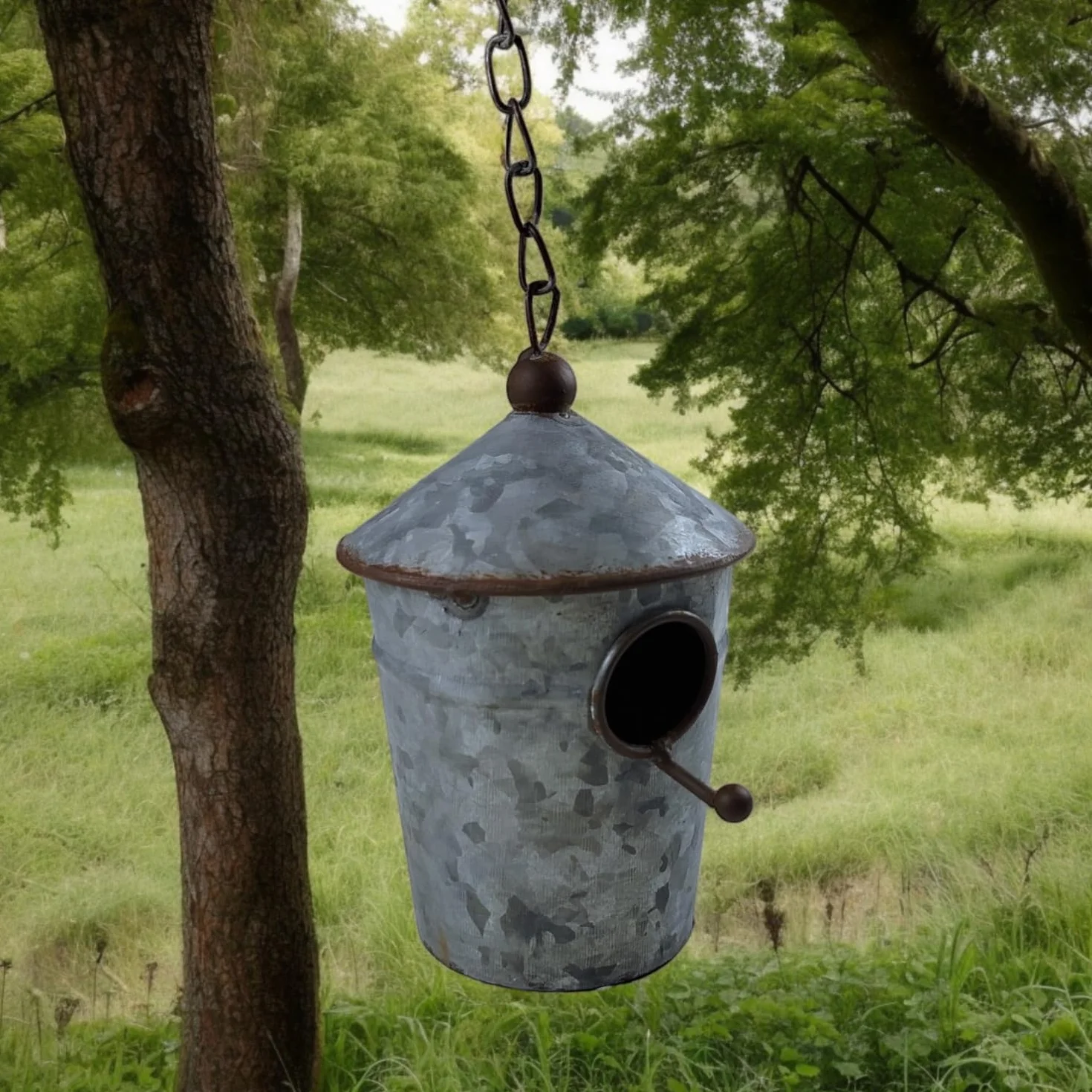Nichoir pour oiseaux en zinc extérieur suspendre métal jardin
