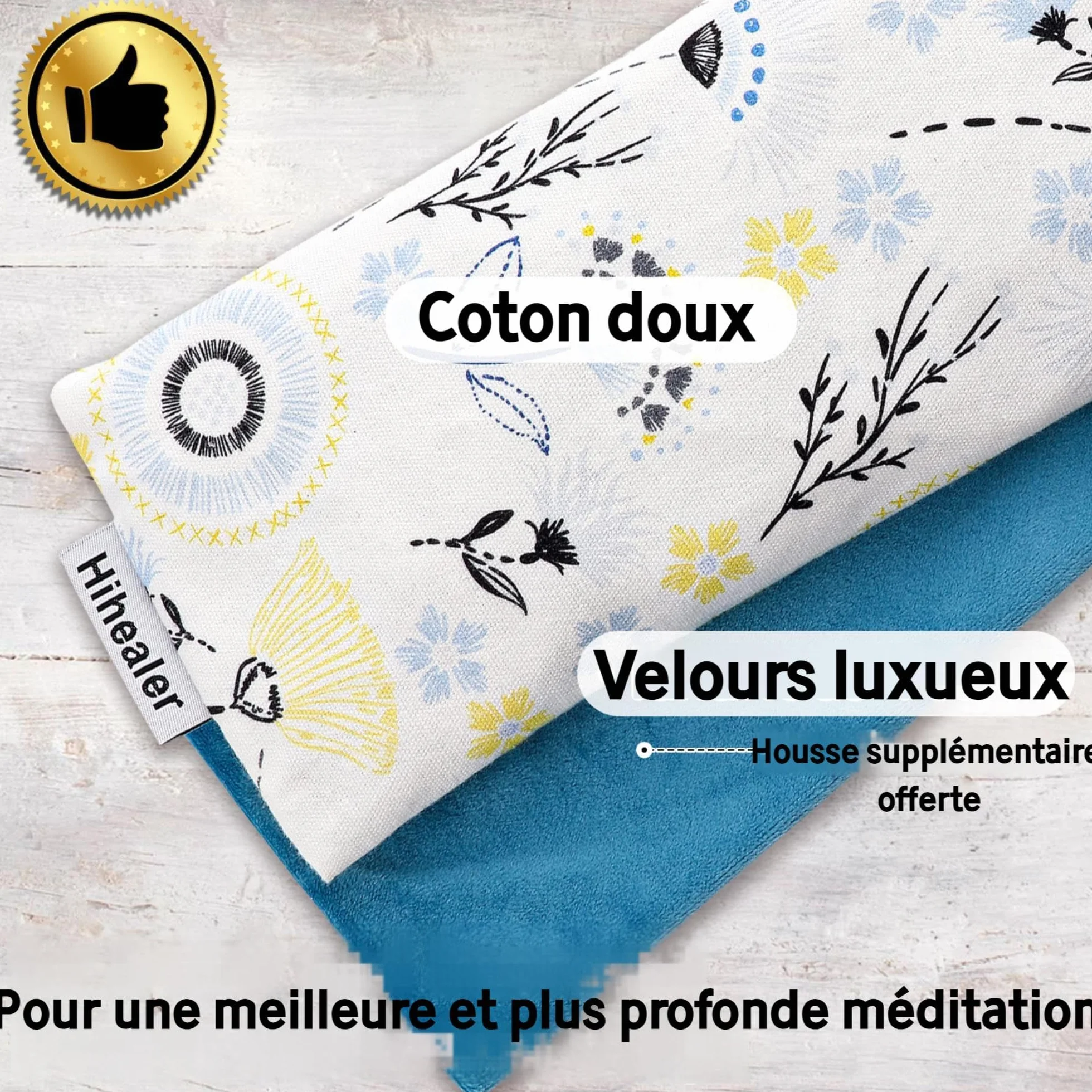 Hihealer Coussin pour Les Yeux à la Lavande avec Housse Supplémentaire - Masque Relaxant pour Sommeil, Yoga, Méditation et Détente pour Femmes