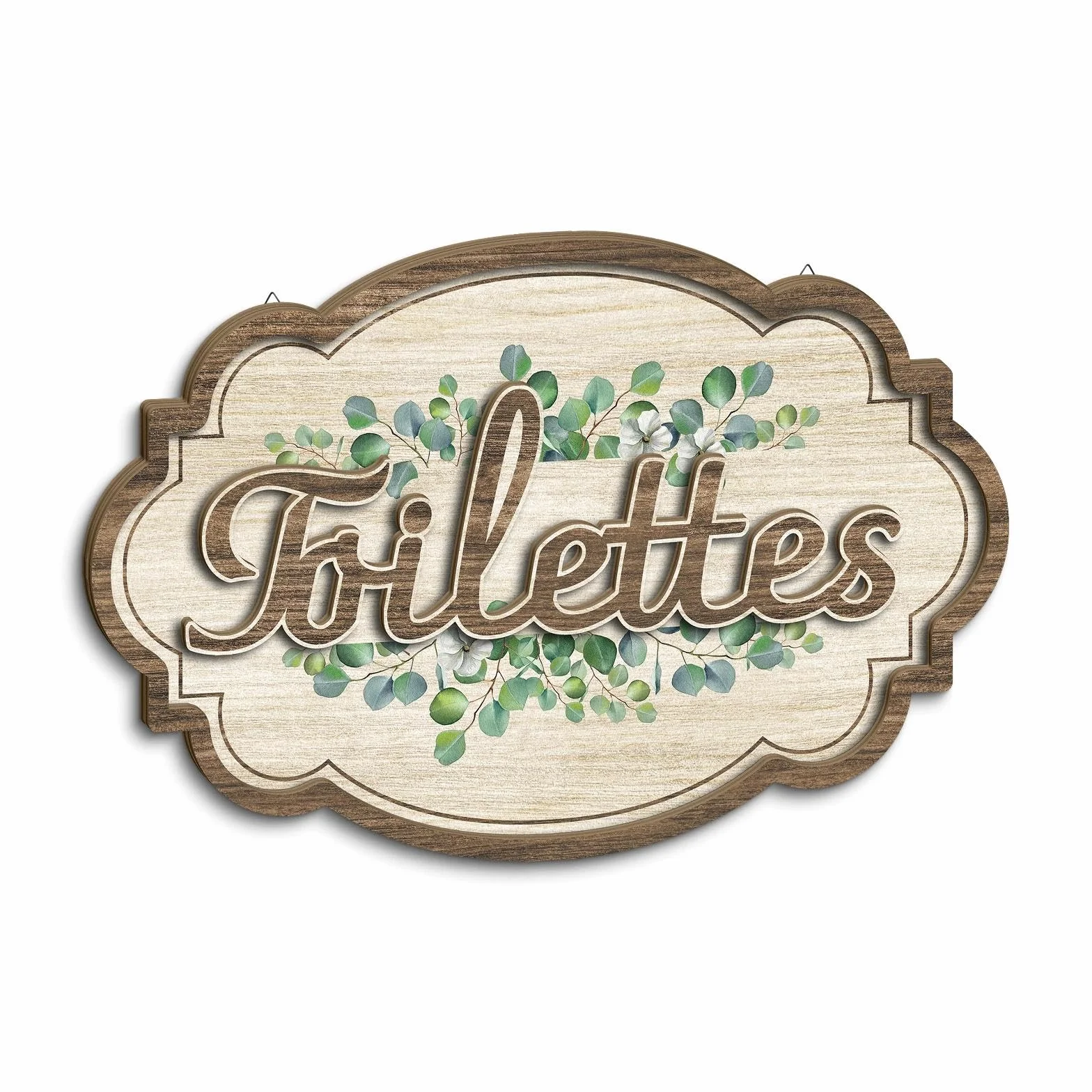 Plaque Murale Toilettes Eucalyptus Décoration Style Rustique MDF Salle de Bain