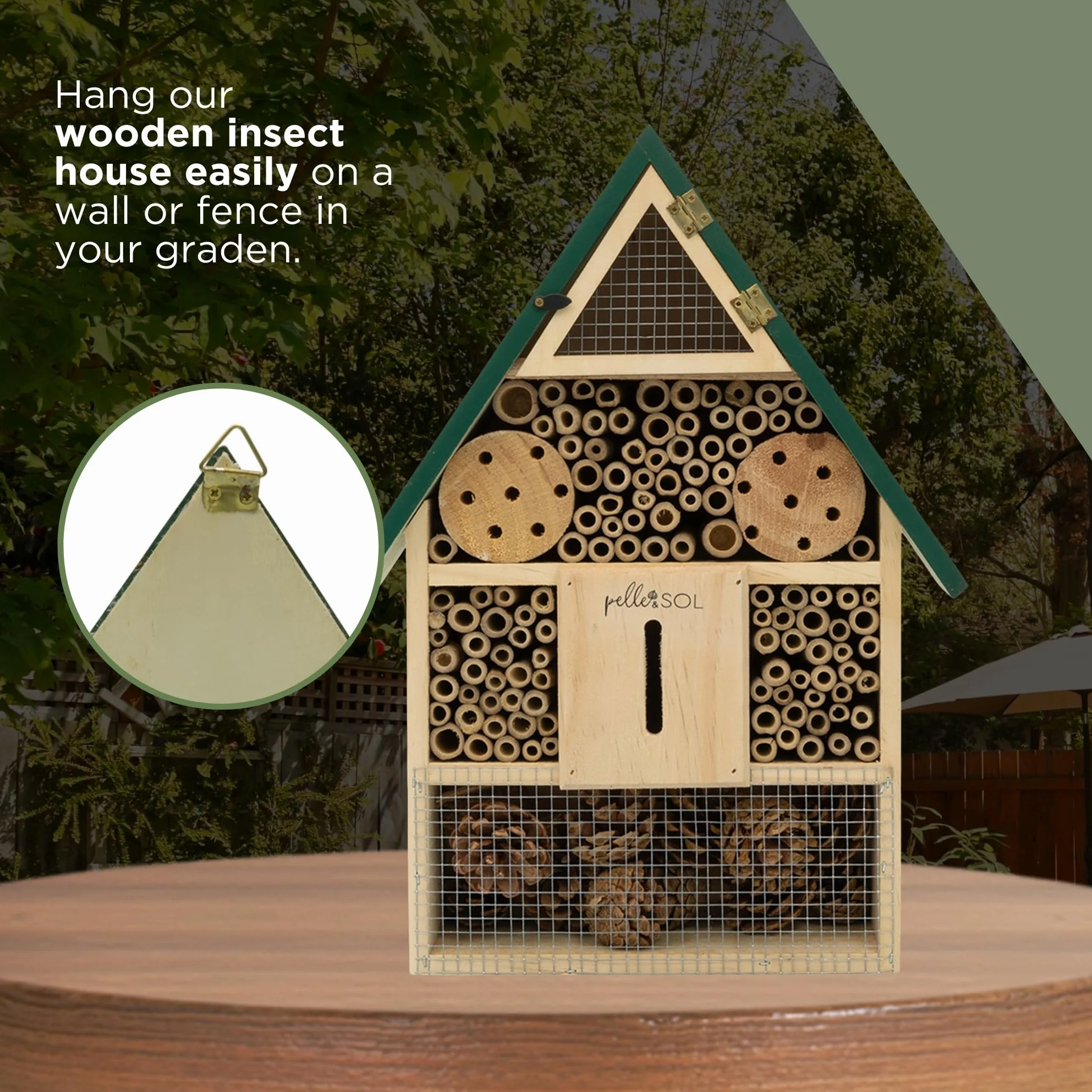 Pelle & Sol Maison à Abeilles écologique | Hôtel à Insectes en Bambou résistant aux intempéries pour Jardin