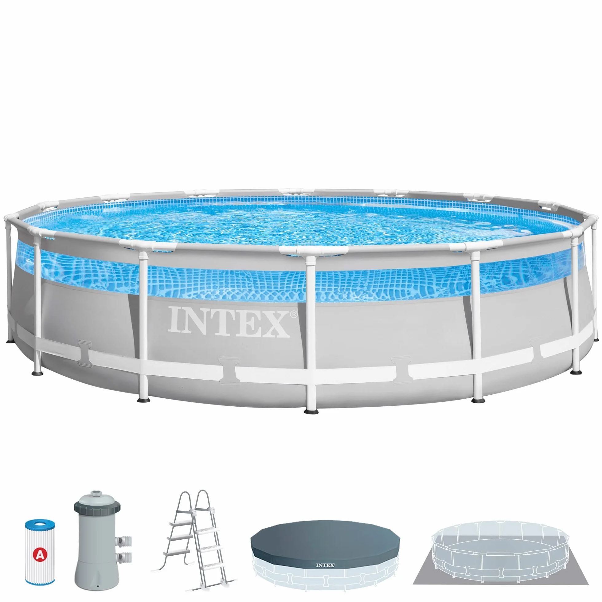 Intex Kit piscine tubulaire ronde Clearview 4,27 x 1,07m Gris
