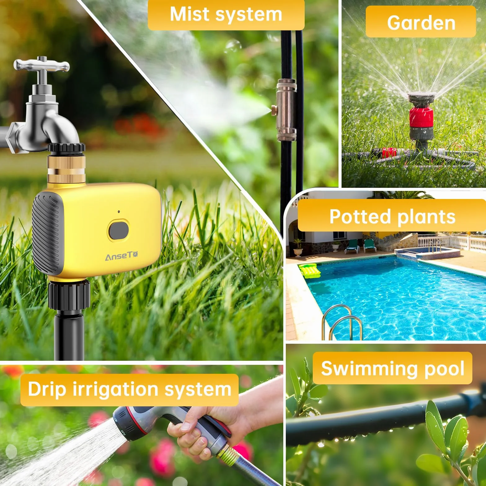 Programmateur Arrosage Automatique WiFi Entrée Laiton Jardin Serre Pelouse
