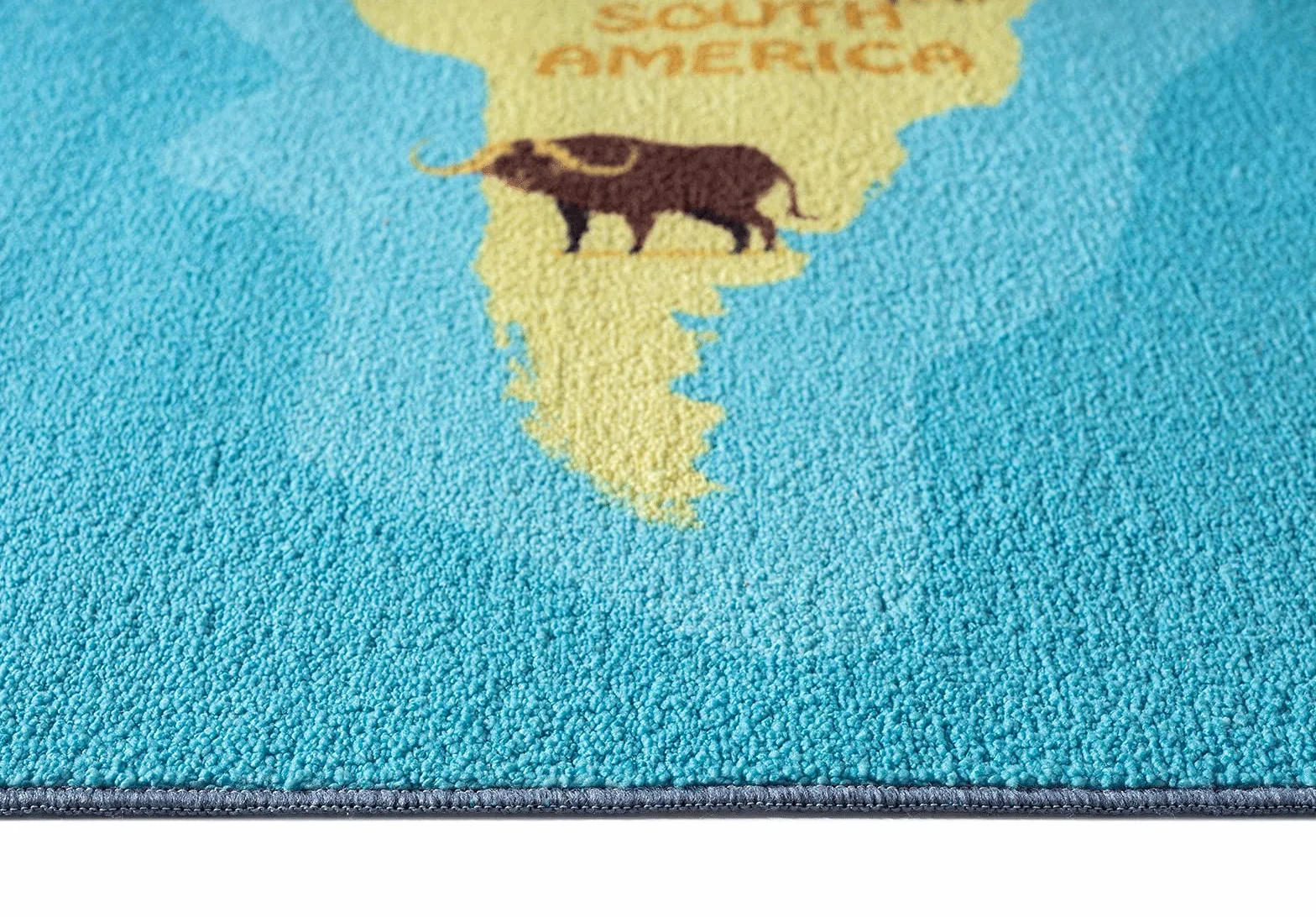 Happy Life Tapis de Jeu Lavable 80 x 150 cm Motif Carte du Monde Animaux Bleu